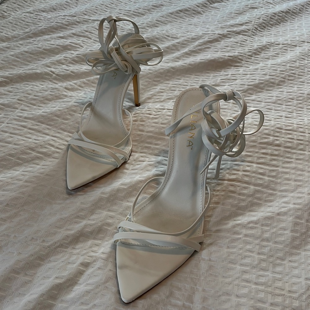 White strappy heels.
